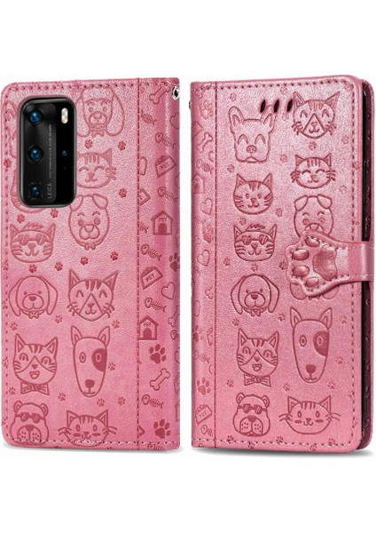Huawei P40 Pro Flip Kapak Için Kılıf Kısa Kayış Deri Kılıf Darbeye (Yurt Dışından)