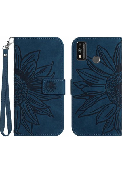 Honor 9x Lite Için Kılıf Kart Yuvaları Tutucu Kabartmalı Lüks ile Kısa Kayış (Yurt Dışından)