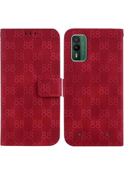 Nokia XR21 Kart Tutucu Cüzdan Kapak Için Telefon Kılıfı Çift 8 Kabartmalı Pu (Yurt Dışından)