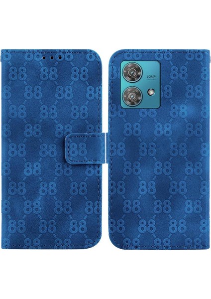Motorola Kenar 40 Neo Pu Deri Kickstand Çift 8 Kabartmalı Telefon Kılıfı (Yurt Dışından)