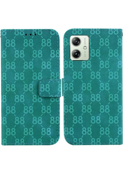 Motorola Moto G54 5g Için Telefon Kılıfı Pu Deri Kickstand Çift 8 Kabartmalı (Yurt Dışından)