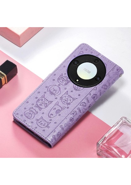 Huawei Honor X9A Karikatür Hayvanlar Için Kılıf Kısa Kayış Deri Kılıf Flip (Yurt Dışından) fırsatları