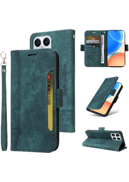 Honor X8 4g Kart Yuvaları Için Kılıf Tpu Deri Manyetik Cüzdan Kapak Çevirin (Yurt Dışından)