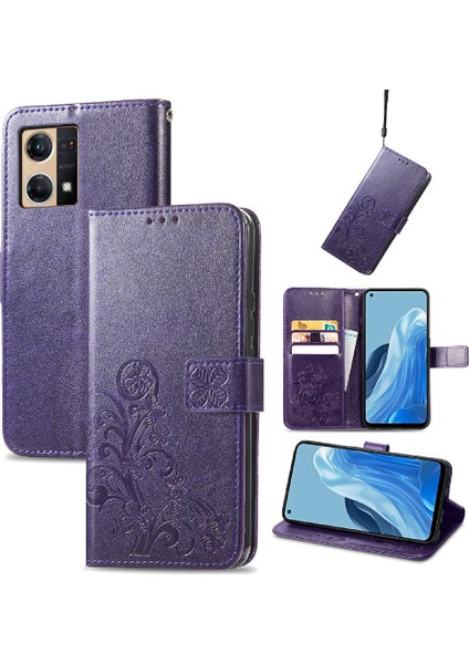 MY Boutique1 Oppo Case 7 4g Için Kılıf Kapak Çevirin Kılıf Dört Yapraklı Yonca Zarif (Yurt Dışından)