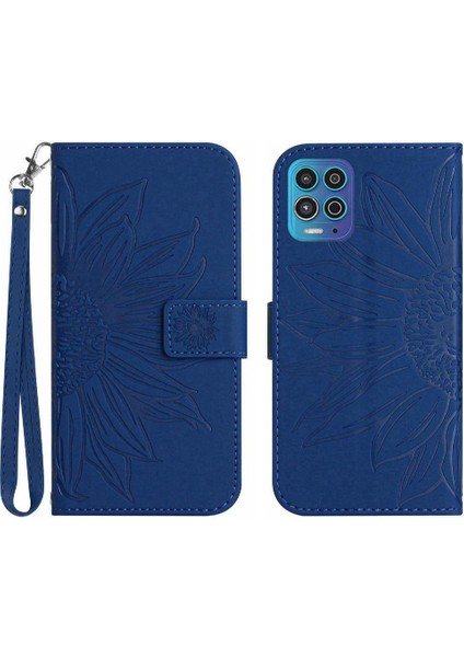 Motorola Moto G100 Kabartmalı Ayçiçeği Kart Yuvaları Tutucu Pu (Yurt Dışından)