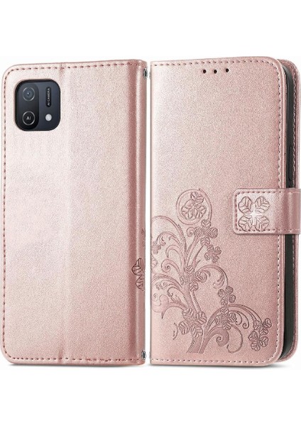 Oppo A16K Zarif Iş Flip Kapak Için Kılıf Kısa Kayış Dört Yaprak (Yurt Dışından)