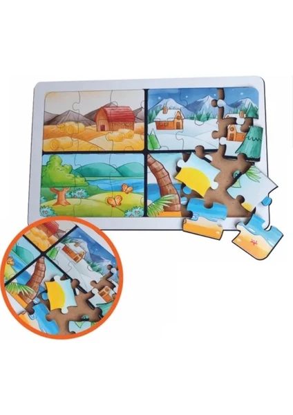 24 Parça Mevsimler Puzzle 29*19 cm