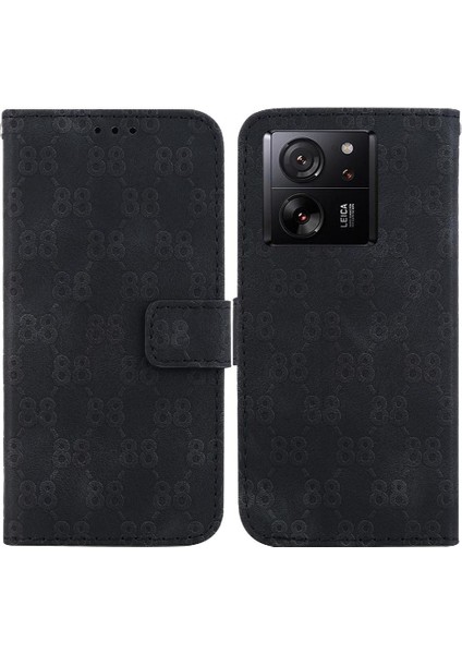 Xiaomi 13T/13T Pro Kart Tutucu Kickstand Çift 8 Kabartmalı Telefon Kılıfı (Yurt Dışından)