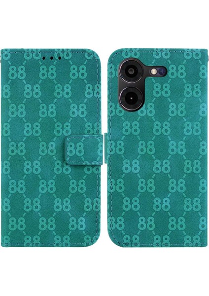 Tecno Pova 5 Pro Kickstand Çift 8 Kabartmalı Pu Deri Için Telefon Kılıfı (Yurt Dışından)