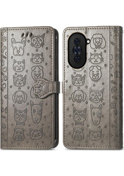 Huawei Nova 10 Için Karikatür Hayvanlar Deri Telefon Kılıfı (Yurt Dışından)