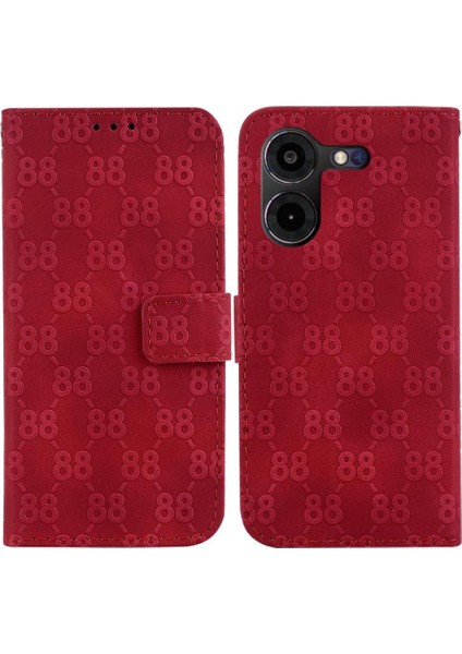 Tecno Pova 5 Pro Kickstand Çift 8 Kabartmalı Pu Deri Için Telefon Kılıfı (Yurt Dışından)
