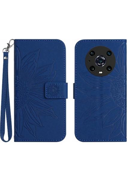 Onur Magic4 Pro Flip Cüzdan Için Kabartmalı Ayçiçeği Kısa Telefon Kılıfı (Yurt Dışından)