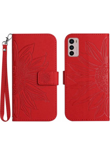 Motorola Moto G42 Kabartmalı Ayçiçeği Flip Cüzdan Pu Telefon Kılıfı (Yurt Dışından)