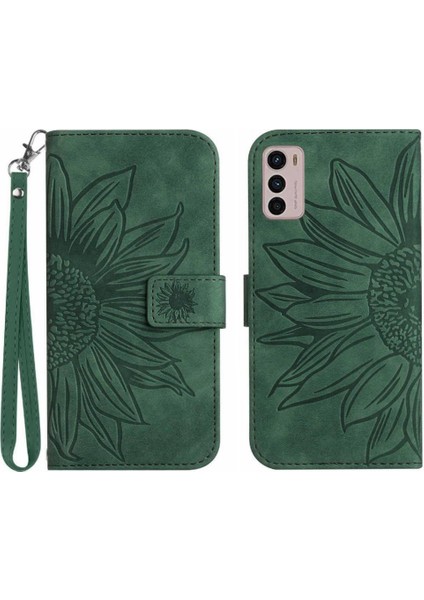 Motorola Moto G42 Kabartmalı Ayçiçeği Flip Cüzdan Pu Telefon Kılıfı (Yurt Dışından)