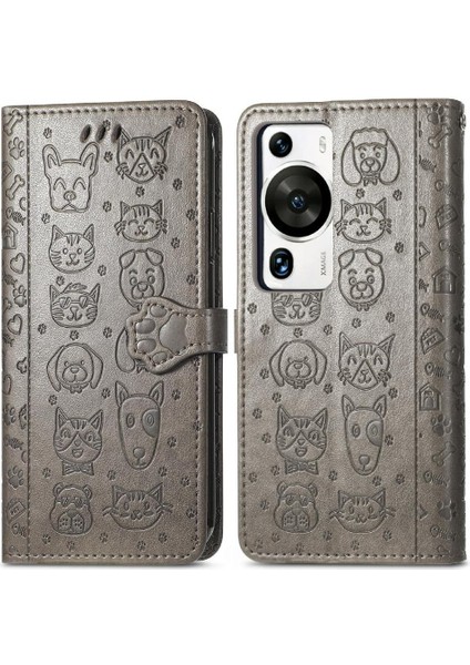 Huawei P60 Pro Karikatür Hayvanlar Için Kısa Kayış Çevirin Telefon Kılıfı (Yurt Dışından)