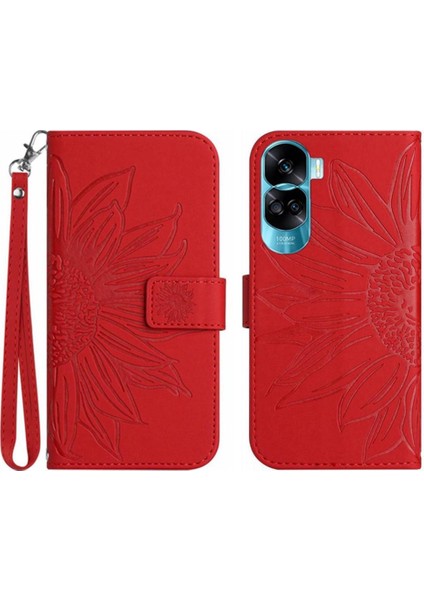 Kart Yuvaları Tutucu Lüks Pu Deri Flip Telefon ile Onur 90 Lite Için Telefon Kılıfı (Yurt Dışından)