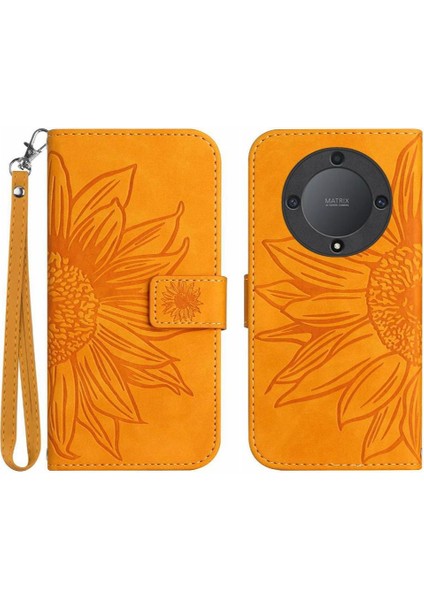 Onur Magic5 Lite Flip Cüzdan Için Kısa Kayış Kabartmalı Pu Telefon Kılıfı (Yurt Dışından)