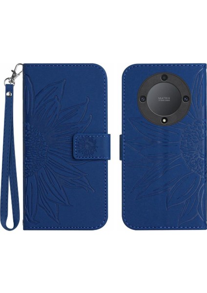 Onur Magic5 Lite Flip Cüzdan Için Kısa Kayış Kabartmalı Pu Telefon Kılıfı (Yurt Dışından)