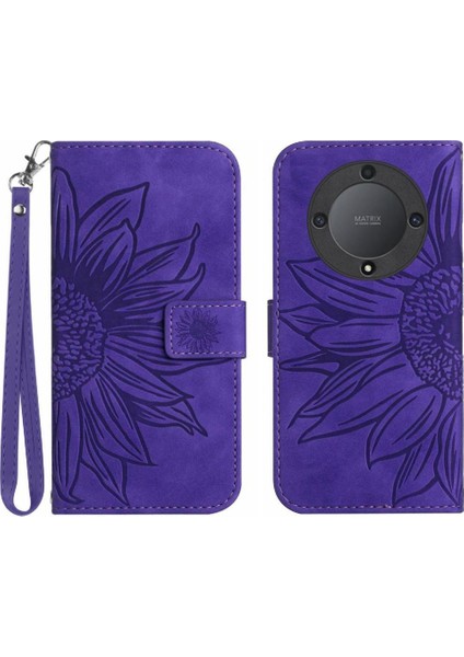 Onur Magic5 Lite Flip Cüzdan Için Kısa Kayış Kabartmalı Pu Telefon Kılıfı (Yurt Dışından)