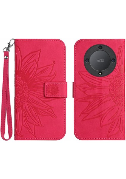 Onur Magic5 Lite Flip Cüzdan Için Kısa Kayış Kabartmalı Pu Telefon Kılıfı (Yurt Dışından)