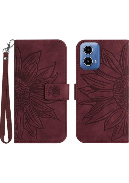 Motorola Moto G34 5g Için Kart Yuvaları Tutucu Flip Cüzdan Telefon Pu Telefon Kılıfı (Yurt Dışından)