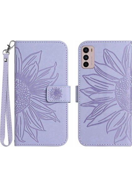 Motorola Moto G42 Kabartmalı Ayçiçeği Flip Cüzdan Pu Telefon Kılıfı (Yurt Dışından)