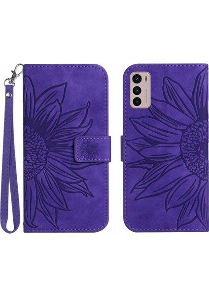 Motorola Moto G42 Kabartmalı Ayçiçeği Flip Cüzdan Pu Telefon Kılıfı (Yurt Dışından)