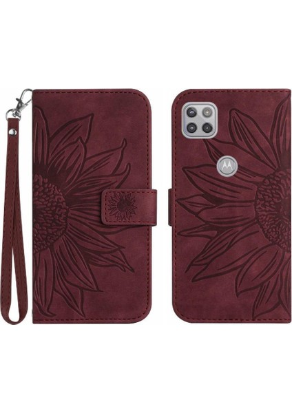 Motorola Moto G9 Güç Kısa Kayış Flip Cüzdan Lüks Telefon Kılıfı (Yurt Dışından)