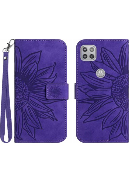 Motorola Moto G9 Güç Kısa Kayış Flip Cüzdan Lüks Telefon Kılıfı (Yurt Dışından)