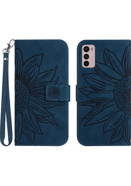Motorola Moto G42 Kabartmalı Ayçiçeği Flip Cüzdan Pu Telefon Kılıfı (Yurt Dışından)