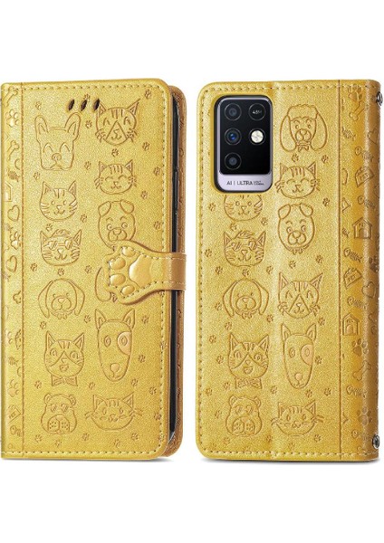 Infinix Not 10 Karikatür Hayvanlar Için Kısa Kayış Flip Case Telefon Kılıfı (Yurt Dışından)