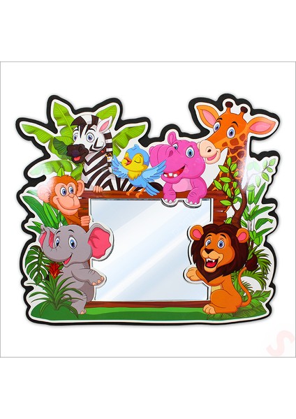 Süsle Bebek ve Parti Safari Sevimli Hayvanlar Aynalı Duvar Stickerı, 33CM x 30CM