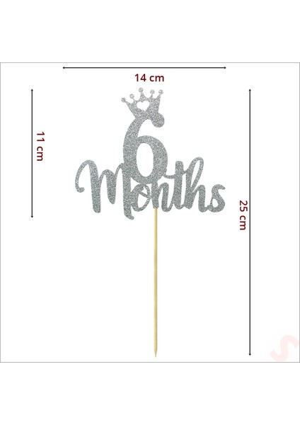 6 Months Pasta Süsü, 14CM x 25CM - Gümüş
