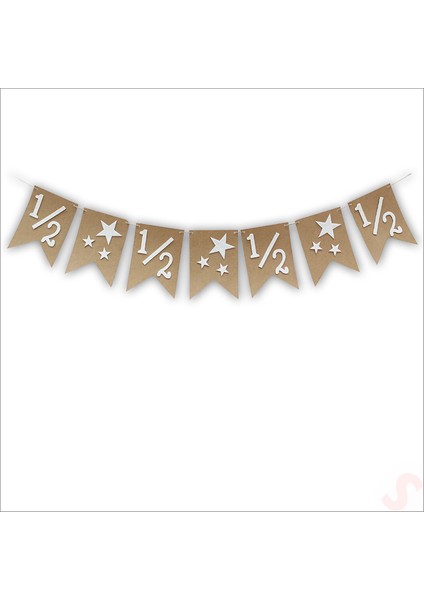 1/2 Yarım Yaş Yıldızlı Kraft Karton Banner, 90CM