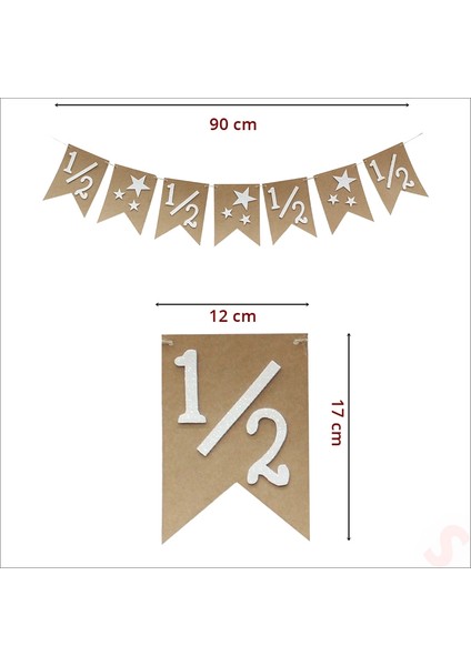 1/2 Yarım Yaş Yıldızlı Kraft Karton Banner, 90CM fiyatları