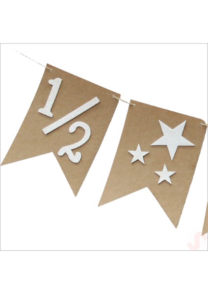 1/2 Yarım Yaş Yıldızlı Kraft Karton Banner, 90CM modelleri