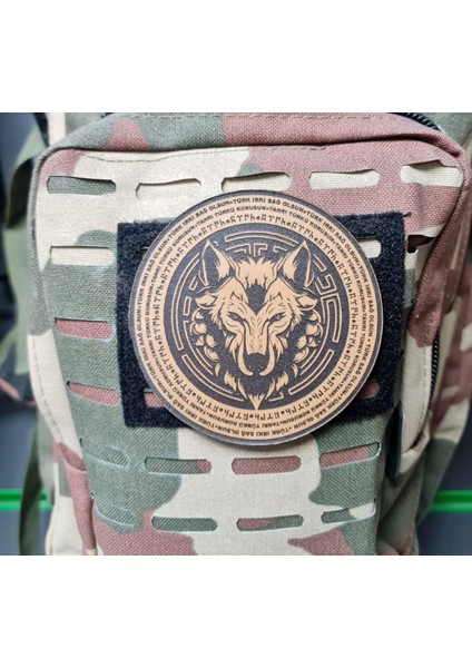 Seyhan Askeri Malzeme Tanrı Türkü Korusun - Türk Irkı Sağ Olsun -Bozkurt - Deri Peç - Arma - Wolf Leather Patch