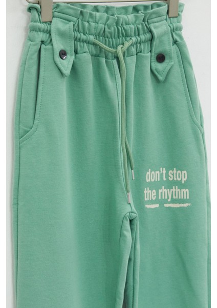 Yeşil Colorfull Baskılı Beli Lastikli Kız Çocuk Eşofman Altı 17729 modelleri