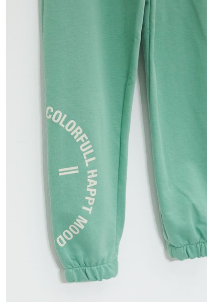 Yeşil Colorfull Baskılı Beli Lastikli Kız Çocuk Eşofman Altı 17729 fırsatları