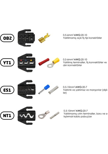 E69Q-P04 Kablo Pabucu Sıkma Takımı 4 Parça