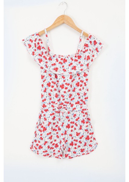 Çiçek Desenli Askılı Kız Çocuk Tulum 17669