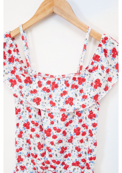 Çiçek Desenli Askılı Kız Çocuk Tulum 17669 fiyatları