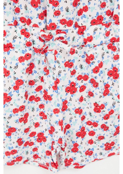 Çiçek Desenli Askılı Kız Çocuk Tulum 17669 fırsatları