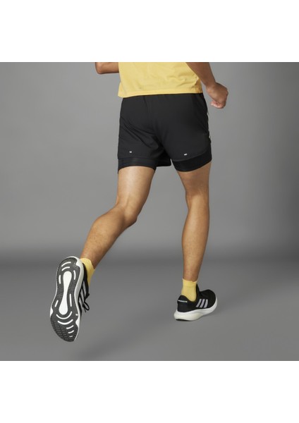 Own The Run 3 Stripes 2 In 1 Erkek Siyah Şort