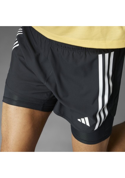 Own The Run 3 Stripes 2 In 1 Erkek Siyah Şort