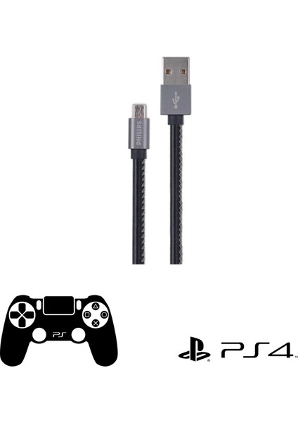 Playstation 4 Ile Uyumlu Joystick Şarj Kablosu 3A 60W Usba To Micro Deri Kaplama Hızlı Şarj Data Kablosu DLC2518B/97