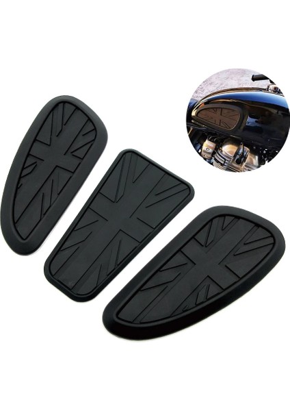 Tam Set Siyah Stil Motor Retro Cafe Racer Gaz Yakıt Tankı Etiket Koruyucu Kılıf Turimph Royal Enfield Intercept Için Diz Tankı Ped Kavrama Çıkartması (Yurt Dışından)