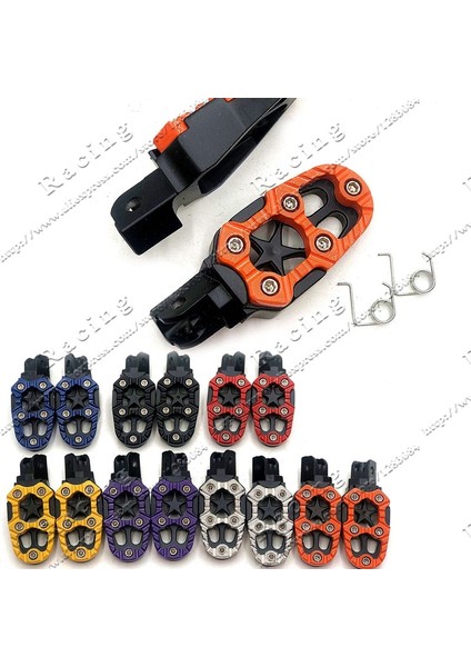 Siyah Stil 1 Çift Evrensel 8mm Metal Motosiklet Ayak Pegs Pedalları Kir Pit Bike Için Yaylı Footrests (Yurt Dışından) fiyatları