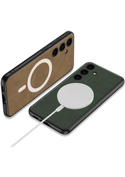 Samsung Galaxy S24 Plus Kılıf Magsafe Şarj Özellikli Deri Tasarımlı Zore Kıpta Nubuk Kapak indirimleri