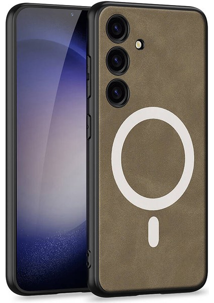 Samsung Galaxy S24 Kılıf Magsafe Şarj Özellikli Deri Tasarımlı Zore Kıpta Nubuk Kapak